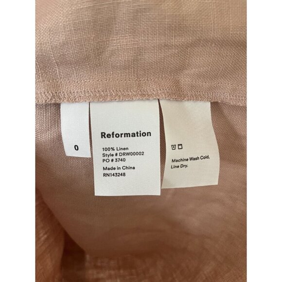 Reformation Ava Ruffle 100% Linen Mini Dress Dusty Rose Blush Pink Size 0 - Picture 5 of 5